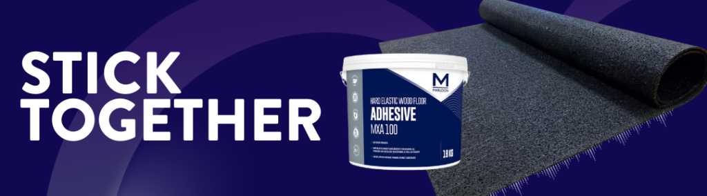 MXA100 wood floor adhesive tub and strata acoustic underlay