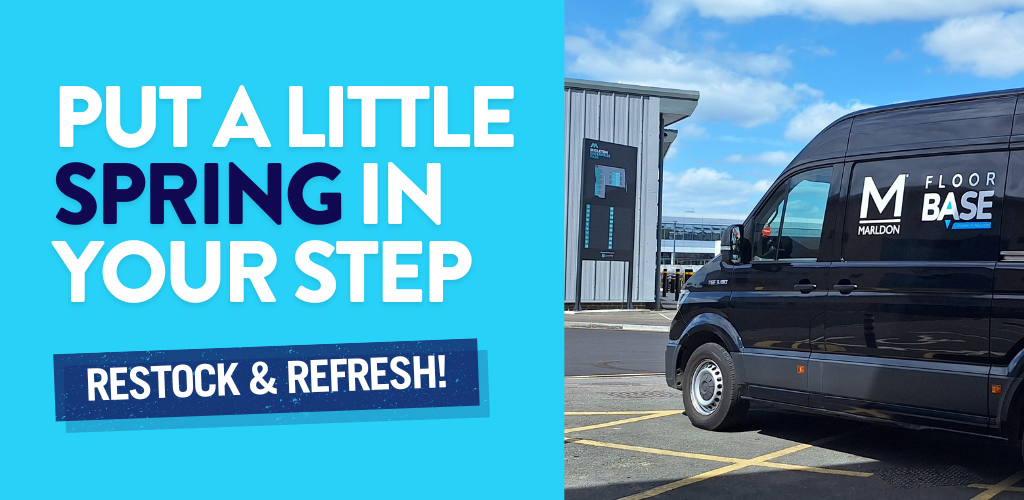 Floor Base Marldon van advertising spring restock refresh campaign
