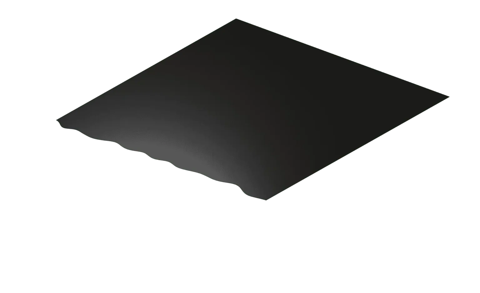 Black isometric diamond shape with curved wavy edges