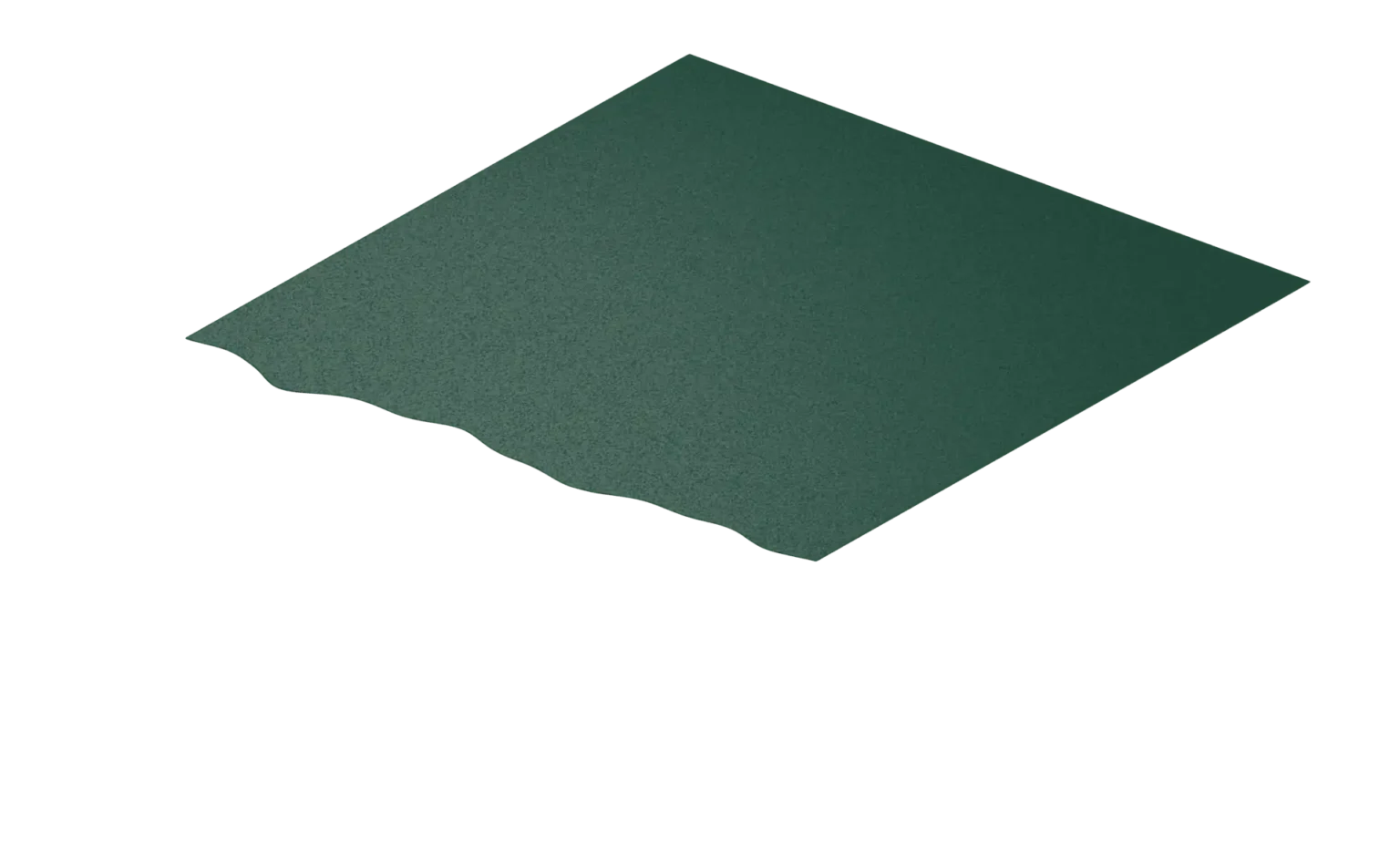 Isometric dark green diamond-shaped geometric form