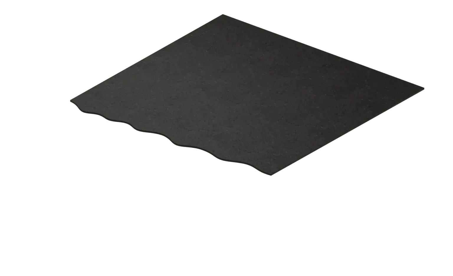 Black diamond-shaped tile with wavy curved edge