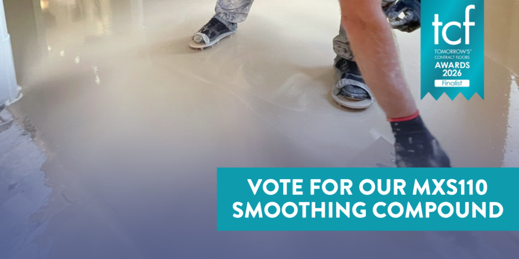 Workers applying MXS110 smoothing compound to floor surface